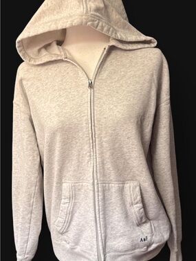 Abercrombie and Fitch light Gray Hooded Zip-Up Sweatshirt - Abercrombie & Fitch